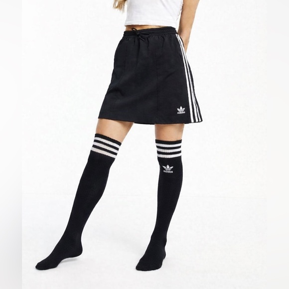 adidas Originals Dresses & Skirts - adidas Originals 3S A-Line Mini Skirt JD0281 Black White Side Stripe Y2K Sporty